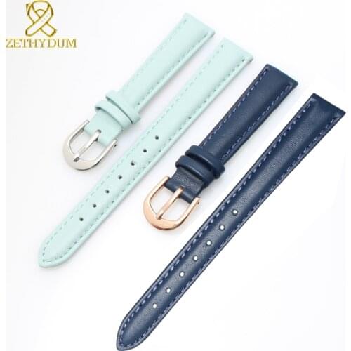 Genuine leather bracelet womens watchband plain wristwatches band blue pink gray color watch strap 14 16 18 20 mm soft band