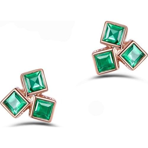 14K Rose gold inlaid with colorful gemstone earrings for customized birthday Christmas high end jewelry gifts