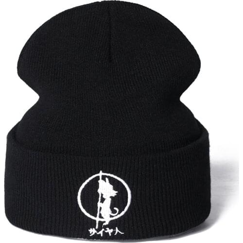 Embroidery Dragon Ballz Beanie Hat Women Men Knitted Warm Winter Hats For Women Men Solid Hip-hop Casual Cuffed Beanies Bonnet