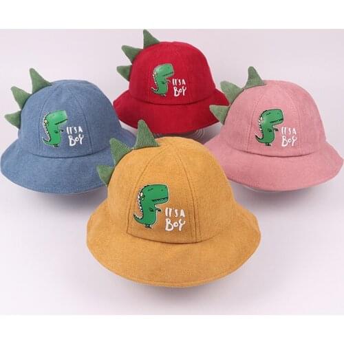 Autumn Baby Bucket Hat Cartoon Dinosaur Baby Girls Boys Cotton Hats Boy Outdoor Hip Hop Cap Warm Sun Hat Photography Props