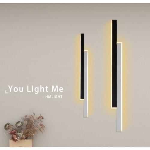Modern Minimalist Led Wall Lamps for Living Room TV Background Decoration Line Strip Black White Sconce Light Indoor Fixture
