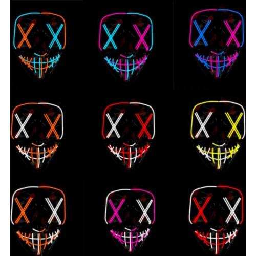 Luminous LED Ghost Mask Cosplay Party Supplies Light Up EL Wire Mask For Halloween Carnival Party Decoration