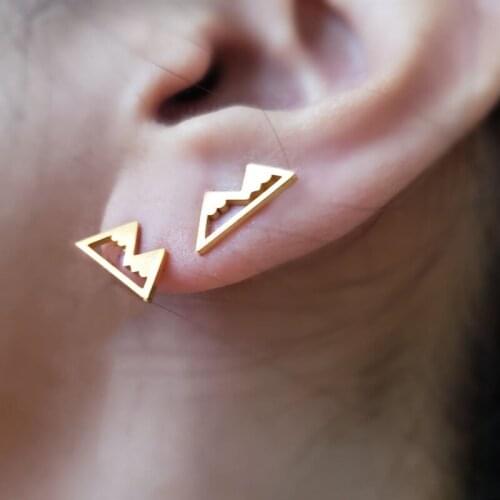 Small Snowy Mountain Stud Earrings For Women Pendientes Minimalist Stainless Steel Nature Inspired Peak Earrings Fashion Jewelry