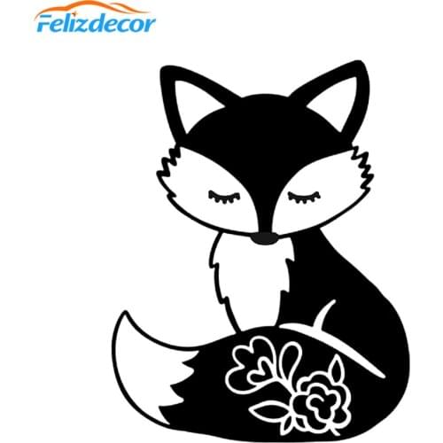 15*19cm Fox Fowers On Tail Cute Car Decor Vinyl Decal For Laptops Cover Cars Window Animals Decoration Removable L847