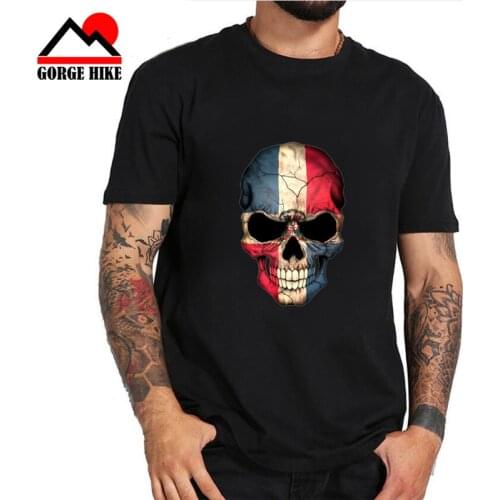 Top High Quality Summer Style Men T shirt Dominican Flag Dominican Republic Skull Distressed funny t-shirt novelty tshirt women
