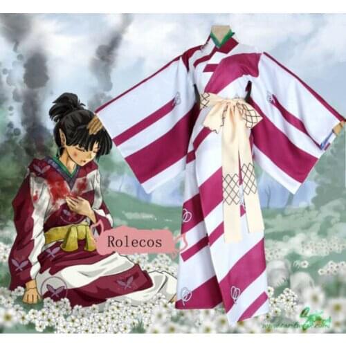 OLOMLB InuYasha Wind Sorceress Kagura Japanese Classical Kimono Dress Cosplay Costumes 2Styles