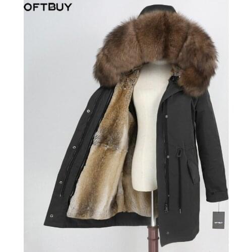 OFTBUY Waterproof Winter Jacket Women Long Parka Real Fur Coat Natural Fox Fur Collar Hood Real Rabbit Fur Liner Detachable Warm