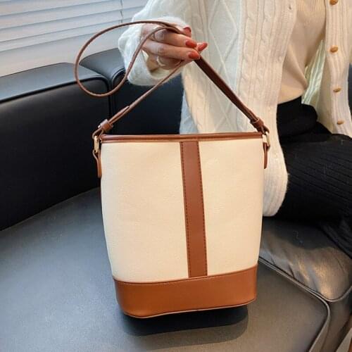 Women Bag Large Capacity Shoulder Bag All-Match Simple Bucket Bags Female Crossbody Bags 2021 Leather Purses Handbags Sac Femme