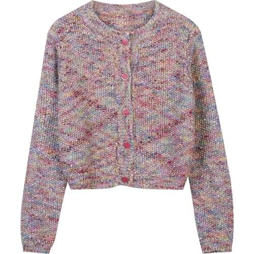 2021 Vintage Sweater Cardigan Women Knit Crop Tops O-Neck Long Sleeve Casual Streetwear Elegant Office Lady Japanese Korean ins