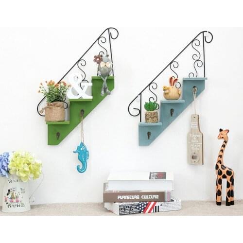 1PC Wood Wall Hanging Storage Hooks Bedroom Decoration Wooden Flower Pot Trapezoid Storage Racks Wall Clothes Key Hooks JL 215
