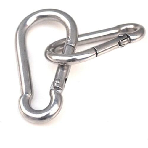 2pcs 304 Stainless Steel Spring Carabiner Snap Hook Keychain Quick Link Lock Buckle M4