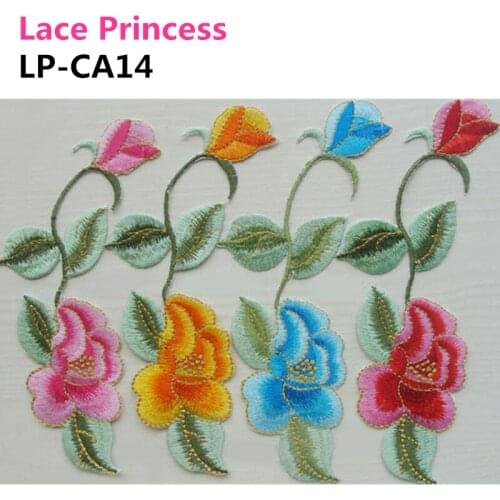 5 pairs 19+x5 CM colorful lace fabric flower applique patch embroidered flowers stage cheongsam clothes diy accessories LP-CA14