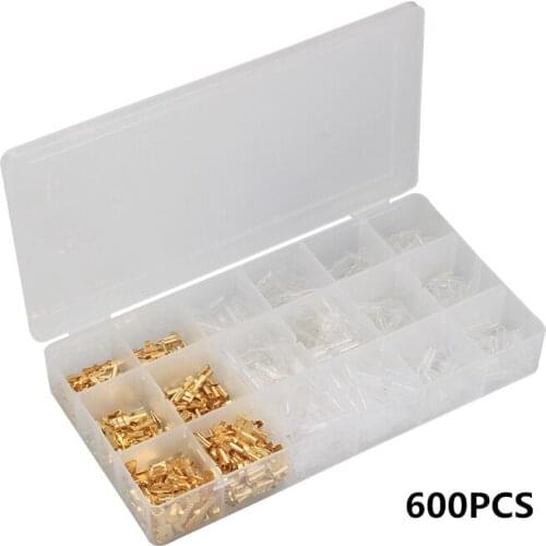 600PCS Assortment 2.8/4.8/6.3mm Female/Male Spade Connectors Insulated Electrical Wire Crimp Terminals set