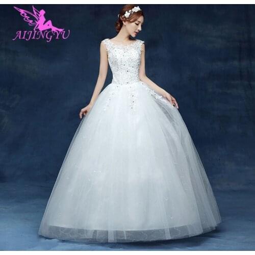 AIJINGYU 2021 sweet Customized new hot selling cheap ball gown lace up back formal bride dresses wedding dress WK467