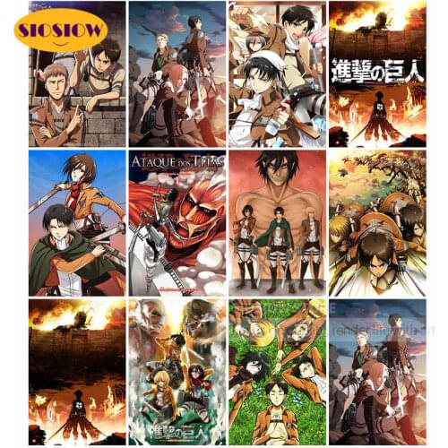 5D Diy Diamond Embroidery Animation Attack On Titan Daimond Painting Full Square Cross Stitch Pictures Handmade Wall Home Decor