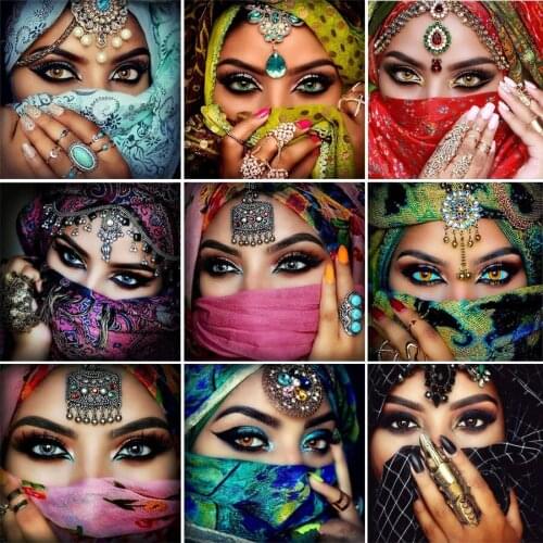 5D DIY Diamond Painting Indian Girls Cross Stitch Diamond Embroidery Full Square/Round Diamond Mosaic Home Decor Gift