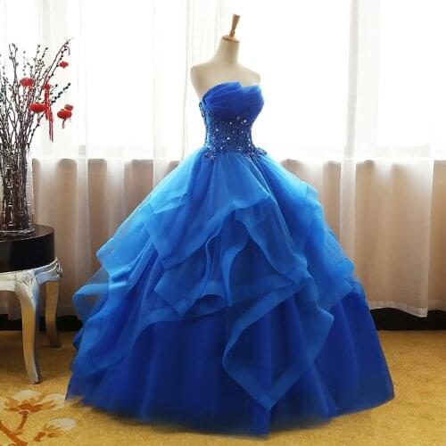 Bealegantom Hot Sale Royal Blue Quinceanera Dresses 2021 Ball Gown Beaded Sweet 16 Dress Debutante Vestidos De 15 Anos QA1621