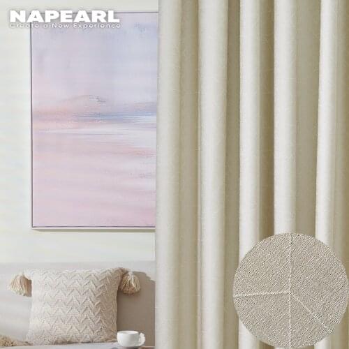 White Jacquard Geometric Curtain For Bedroom Living Kitchen Window Luxury Modern Double-sided Blackout Curtains White Custom