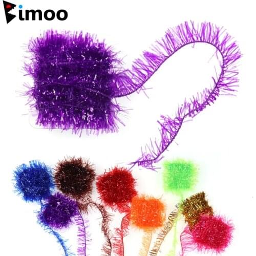 Bimoo 10PACKS 10mm Wide Crystal Flash Chenille Hackle for Streamer Salmon Egg Fly Tying Material