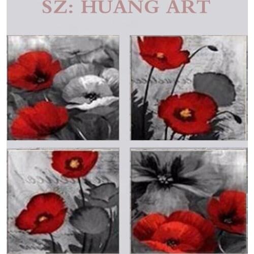 Large murals Red Wall Art Elegant Poppy Red Flower Art Plant Abstract Art Poppy Canvas Wall Art Painting for Living Room