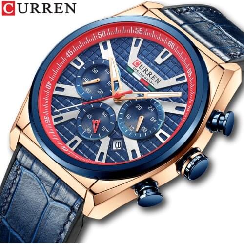 Top Luxury Brand CURREN New Men Watch Fashion Casual Quartz Watches Waterproof Leather Wristband Mens Sports Chronograph Clock