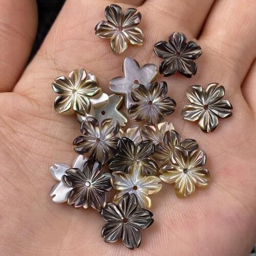 5pcs Black Shell Flowers Charms Five-pointed Star for Making DIY Jewelry Necklace Earrings Accessories Wholesale Size 10-13mm