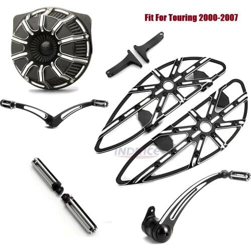 Black Gauge Front Driver Floorboard Air Filter intakes Rear passenger Peg Brake arm shifter levers Fit For harley 2006-2007 Tour