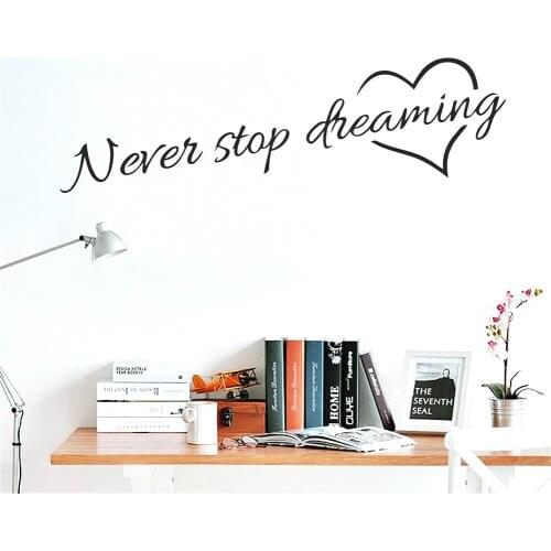 Quote Words Wall Sticker never stop dream Removable Mural Wall Sticker Vinyl Art Decal Home Room Decor Wall Sticker