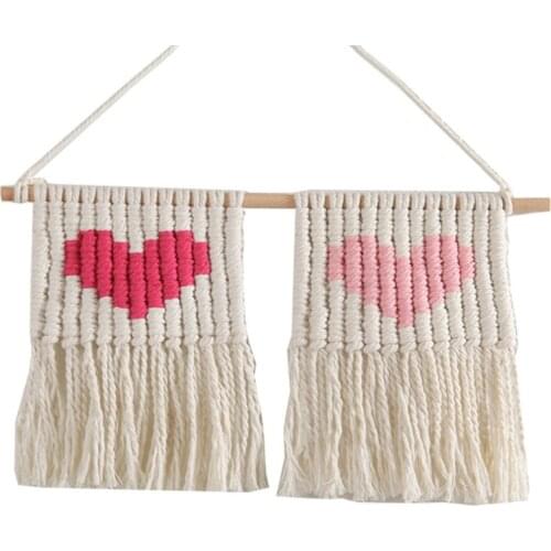 Wooden Rope Heart Shape Swing Wall Hanging Plant Flower Pot Tray Mounted Floating Wall Shelves Nordic Home Decoration