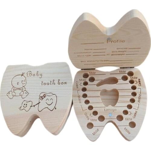 Tooth House Wooden Deciduous Tooth Box Lanugo Umbilical Souvenir Storage Infant Box Growth Tooth Babys Memorial Box Cord P4T9