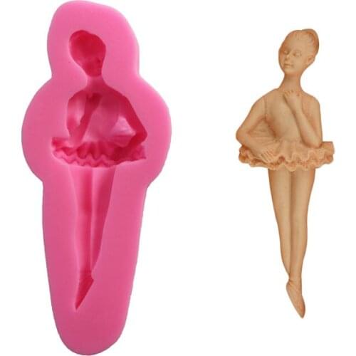 DIY handmade Female ballet dancer Silicone fondant mold Cake soap Chocolate Pudding Candy Cookie Biscuit baking decorating tool