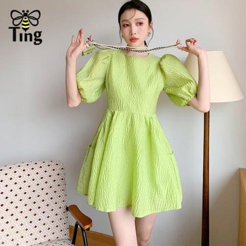 Tingfly Designer Fashion Chic Puff Sleeve Vintage Summer Mini Short Dress A Line Jacquard Egirl Dresses Party Zanzea Robes