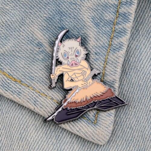 ZF2977 Anime Boy Wild Boar Clothing Accessories Enamel Pin Brooch Creative Cartoon Denim Coat Lapel Badge Jewelry Gift