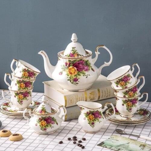 European bone china coffee set gold tea set British coffee cup teapot gift