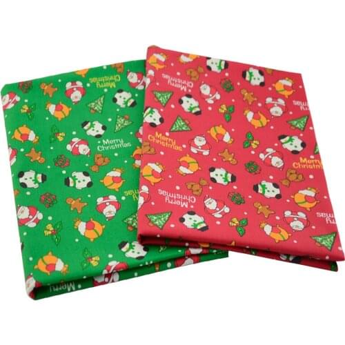 Booksew Christmas Santa Claus Printed 2Pcs/lot Cotton Sewing Fabric for Patchwork Needlework Handmade Material Home Decorations