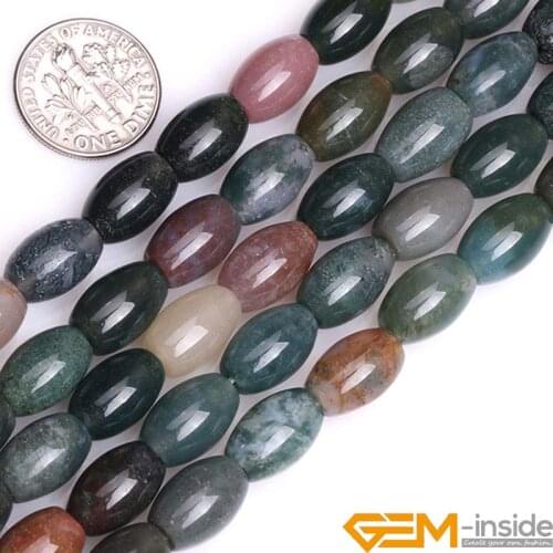 Natural Stone Olivary Rice Indian Agates Bead For Jewelry Making Strand 15 Inch DIY Jewelry Beads For Bracelet Necklace