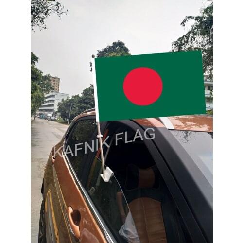 KAFNIK,30*45CM bangladesh Window Car Flags and Banners Countries World Custom Flags with 43/52cm flagpole for car decoration