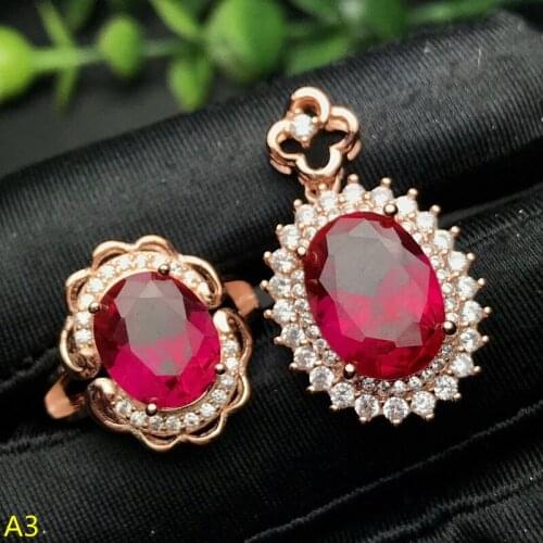 KJJEAXCMY Boutique jewels 925 pure silver inlaid red pendant jade pendant pendant ring 2 sets of gold