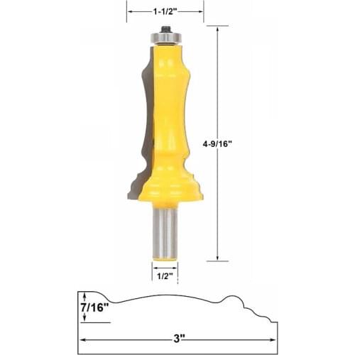 1/2" 12mm Shank Door Window Line Casing Router Bit Woodworking Milling Cutter for Wood Bit Tungsten Cobalt Alloy MC03103