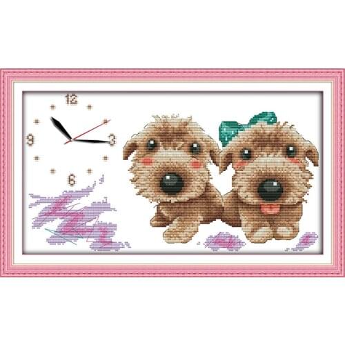 A wonderful dating cross stitch kit 14ct 11ct count print canvas wall clock stitching embroidery DIY handmade needlework