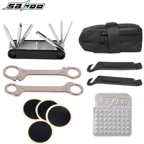 SAHOO bicycle repair tool kits bike tools 7 in 1 multi function tools tire repair hex wrench with saddle bagTool kits