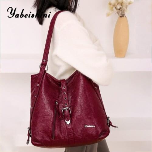 2020 New Soft Leather Women Handbags Female Leisure Shoulder Bags Fashion Purses Vintage Bolsas Large Capacity Tote bag