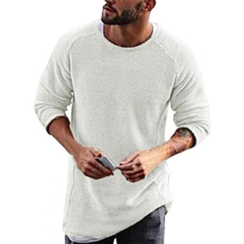 2021 New Mens Sweater Solid Color Knitted Loose Thermal Men Pullover Sweater for Autumn