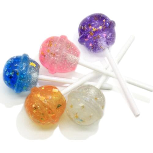 New Arrival Glitter Sequins Fill Lollipop Very Cute Mini Lollipop Resin Crafts Hair Clip Decoration