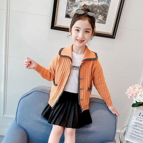 2021 Autumn Girls Cardigan Sweaters Children Autumn Warm Knitted Sweater Toddler Little Girls Long Sleeve Clothes for 4-12Yrs