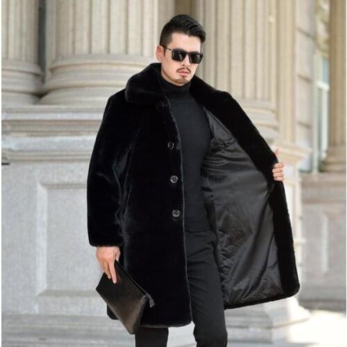 Autumn faux mink fur leather jacket mens winter thicken warm Mink cashmere leather coat men loose clothes Single-breasted B138