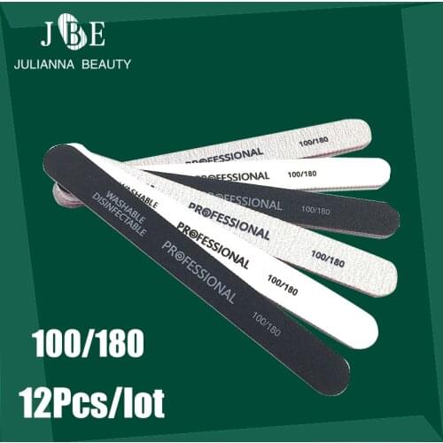 12Pcs EVA Nail File Buffing 3 Color 100/180 Washable Polishing Sandpaper Nail Buffer Manicure Pedicure Accessoires Tool