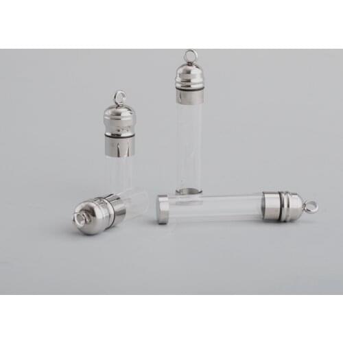Stainless Steel Glass Perfume Container DIY Vial Wish Liquid Pendant Charm 1800514
