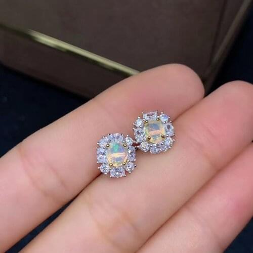 New Arrival Natural and Real Natural Real OPal Earrings S925 Sterling Silver Fine Elegant Jewelry for Women Wedding Earring