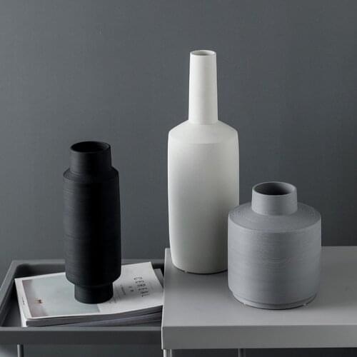 Nordic Geometric Vases Art Ceramic Minimalist High Quality Black Vase Creative Mordern Design Jarrones Table Decoration EB5HP
